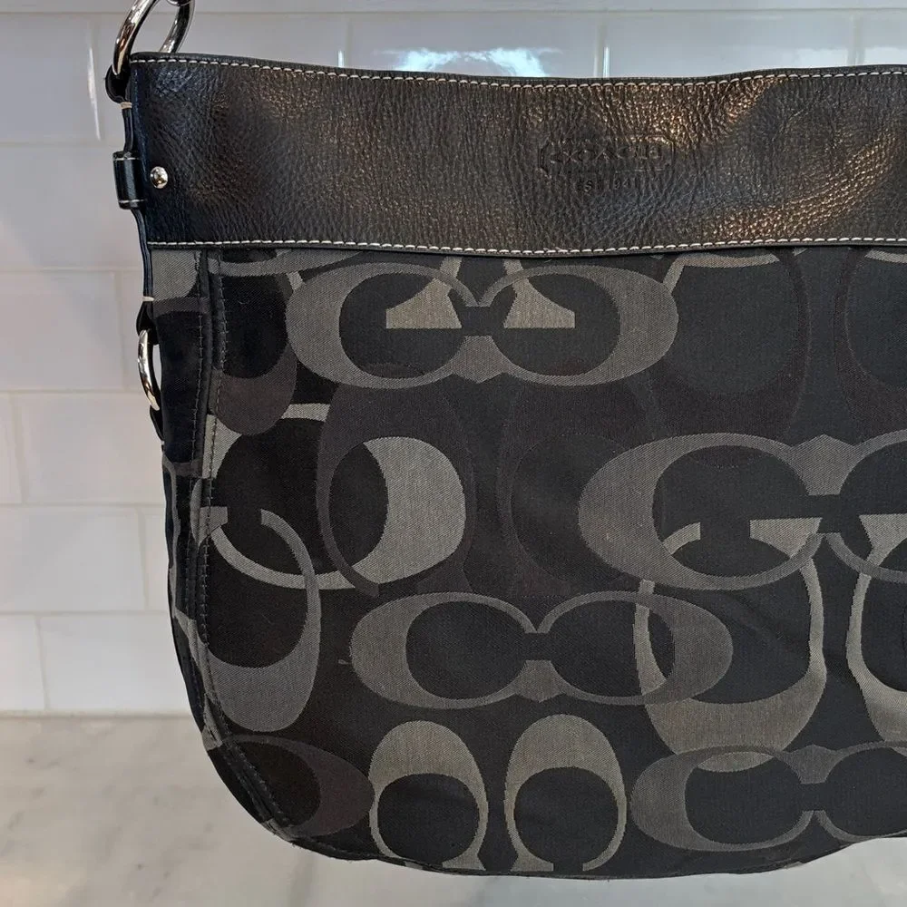 Coach Bag Purse Handbag Y2K Pocketbook Zoe Black and Gray Signature Tote